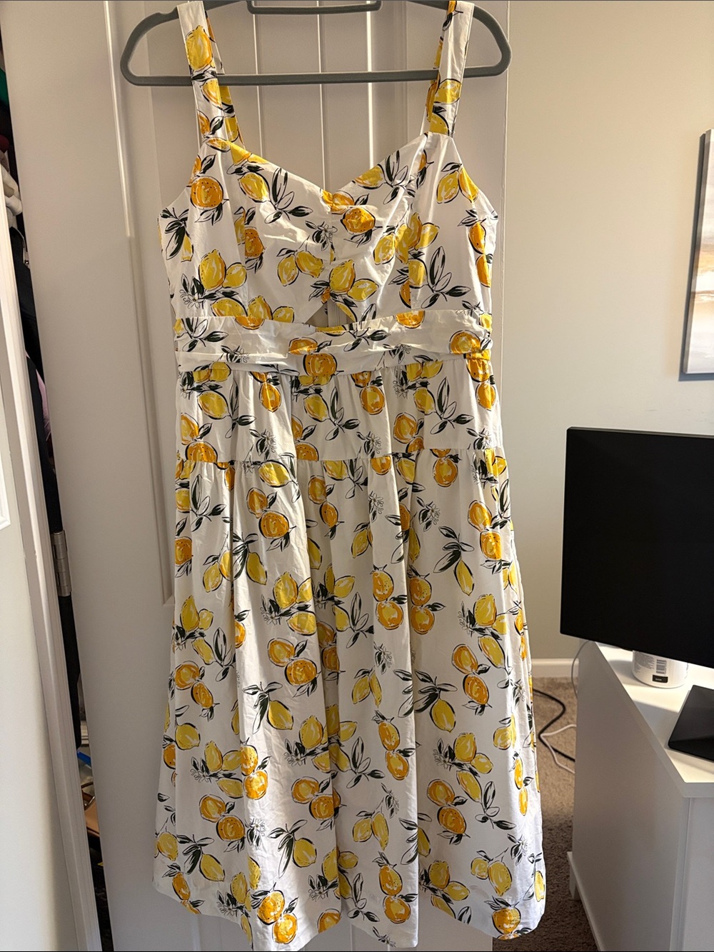 White Sundress with Yellow Lemon Print - Picture 1 of 7